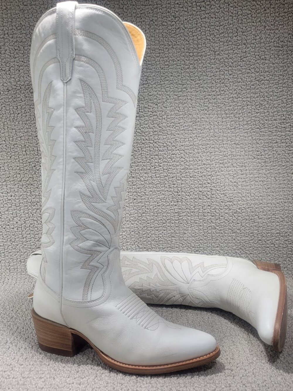 Tecovas The Abby Women's US Size 8.5B Snow Cowhide Leather Cowgirl Boots - Picture 8 of 10